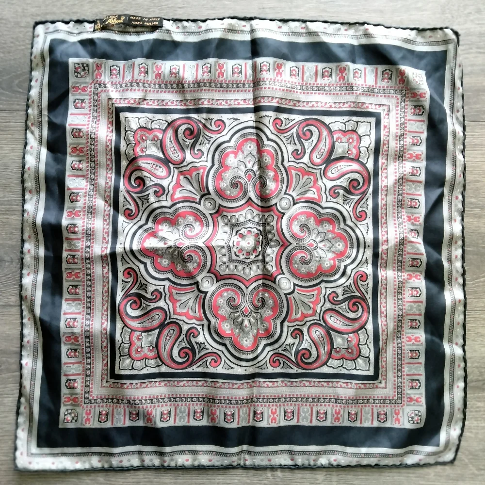 All Silk by Ashear Made in Italy Hand Rolled Paisley Print 18